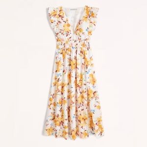 Abercrombie and Fitch Flutter Sleeve Midi Dress